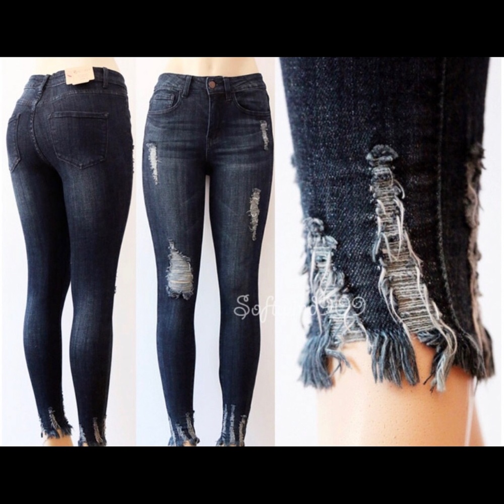 Distressed high waisted skinny jeans
